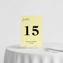 Tarjeta De Mesa Pale Yellow Minimalist Wedding