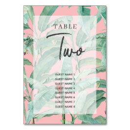 Tarjeta De Mesa Palm de plátano tropical rosa deja Boda