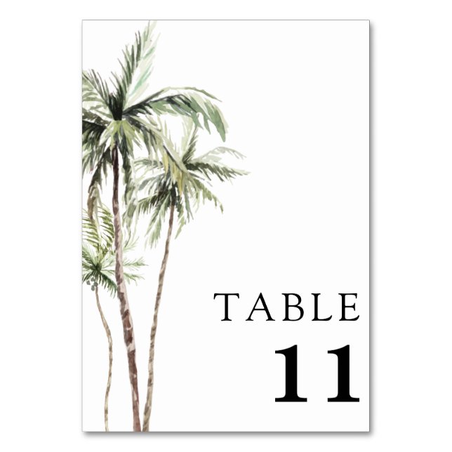 Tarjeta De Mesa Palm Tree Tropical | Boda mínimo (Anverso)