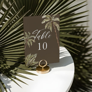 Tarjeta De Mesa Palm Trees de color de agua tropical Boda bohemio