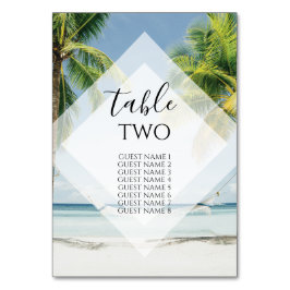 Tarjeta De Mesa Palm Trees Tropical Beach Wedding Nombres de invit