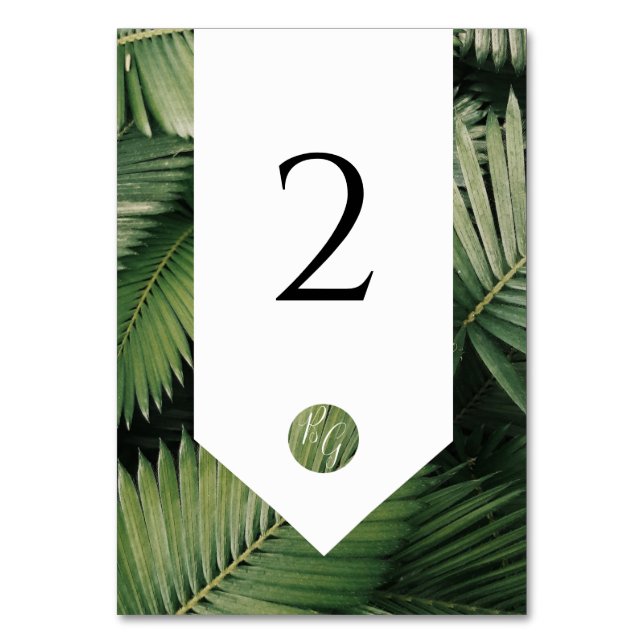 Tarjeta De Mesa Palm tropical deja Boda de vegetación (Anverso)