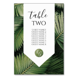 Tarjeta De Mesa Palm tropical deja nombres de huéspedes Bodas de v