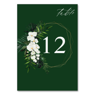 Tarjeta De Mesa Palm Tropical & White Floral Table Number - Green