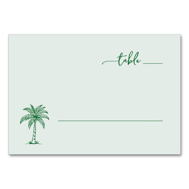 Tarjeta De Mesa Palma Verde Tranquila (Anverso)