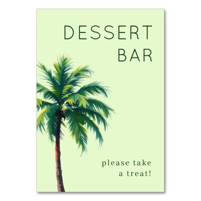 Tarjeta De Mesa Palmera Tropical Verde Alegre (Anverso)