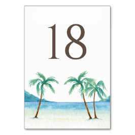 Tarjeta De Mesa Palmeras acuáticas Boda de playa tropical