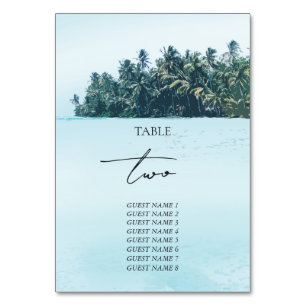 Tarjeta De Mesa Palmeras de acuarela tropical y boda de playa