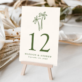 Tarjeta De Mesa Palmeras Modernas Dibujadas a Mano en Crema para B