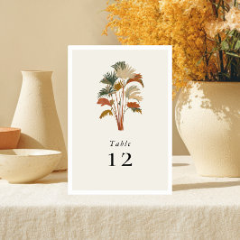 Tarjeta De Mesa Palmeras Tropicales Acuarela Pastel Boho Boda