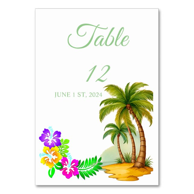Tarjeta De Mesa Palmeras Tropicales Thunder_Cove (Anverso)