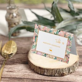 Tarjeta De Mesa Pampas Grass Beef Meal Choice Guest Name Card