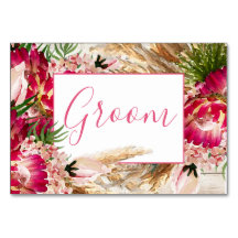 Pampas Grass Protea Floral Moderno Groom Boda