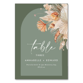 Tarjeta De Mesa Pampas Grass Sage Green Rust Bohemian Moderno