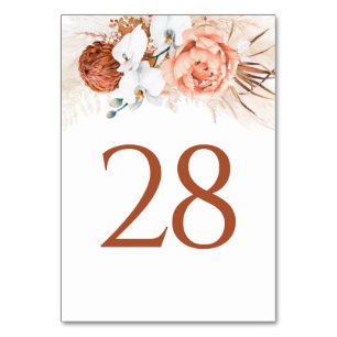 Tarjeta De Mesa Pampas Grass Terracotta Table Number Cards