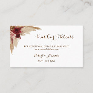 Tarjeta De Mesa Pampas Grass Visita nuestra página web Boda insert
