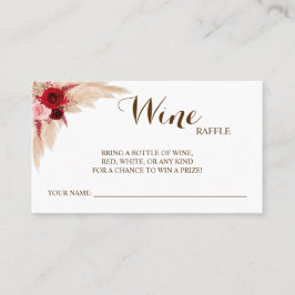 Tarjeta De Mesa Pampas Wine Raffle Boda Bridal Shower