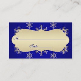 Tarjeta De Mesa Paneles de copos de nieve azul, Purpurina dorado