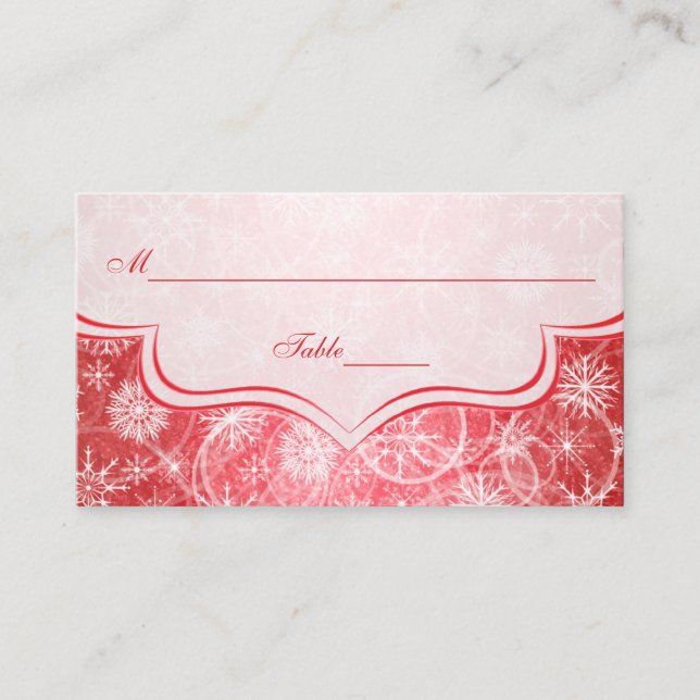 Tarjeta De Mesa Paneles de copos de nieve rojos y blancos (Anverso)