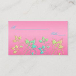 Tarjeta De Mesa Paneles florales rosas, verdes y azules