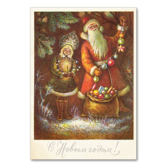 Tarjeta De Mesa Papá Noel con Snowmaden (Anverso)