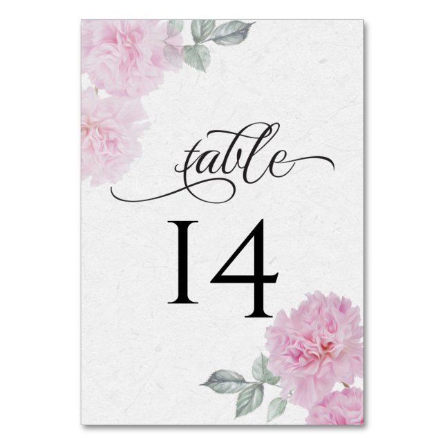 Tarjeta De Mesa Papel de arroz rosado romántico descalzoBride™ (Anverso)