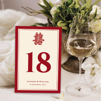 Tarjeta De Mesa Papel floral corta doble felicidad Boda chino