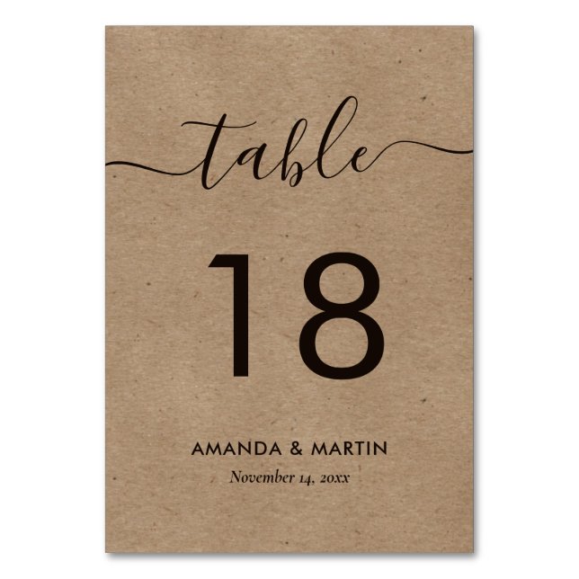 Tarjeta De Mesa Papel Kraft (Anverso)