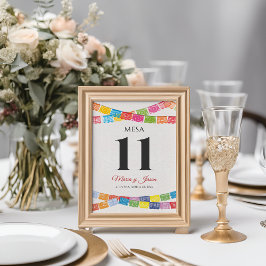 Tarjeta De Mesa Papel Picado Elegant Colorful Boda Spanish Wedding