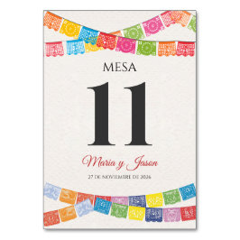 Tarjeta De Mesa Papel Picado Elegant Colorful Boda Spanish Wedding