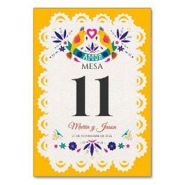 Tarjeta De Mesa Papel Picado Yellow Nuestra Boda Spanish Wedding