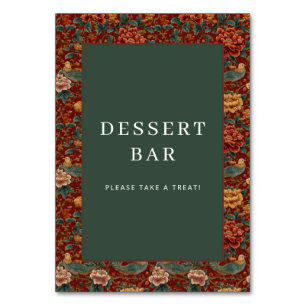 Tarjeta De Mesa Papel pintado floral granate festivo