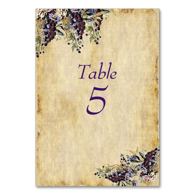 Tarjeta De Mesa Papel rústico boda, viñedo, bodega, Personalizado (Anverso)