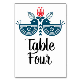 Tarjeta De Mesa Par de aves amorosas de arte folclórico