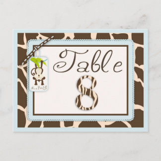 Tarjeta de mesa para baby shower con estampado de
