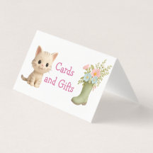 Tarjeta de mesa para baby shower de gatito bebé ni