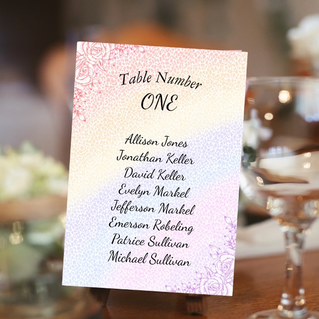 Tarjeta de mesa para boda arcoíris (Subido por el creador)