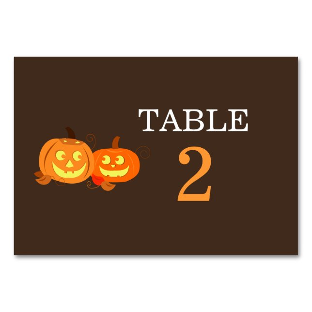 Tarjeta de mesa para Bodas de calabaza Jack O Lant (Anverso)