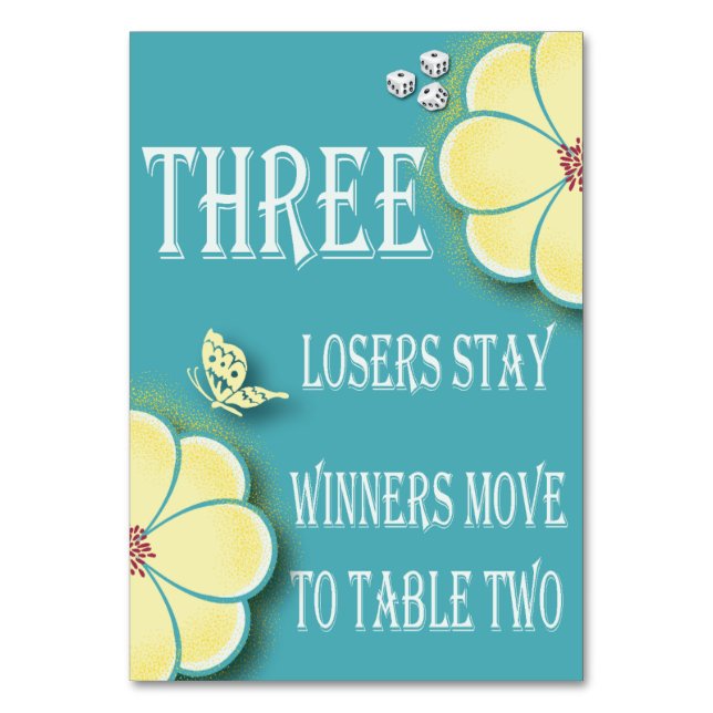 Tarjeta de mesa para Bunco de flores amarillas de  (Anverso)