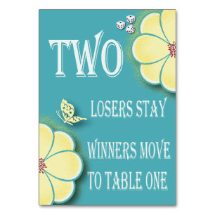 Tarjeta de mesa para Bunco de flores amarillas de 