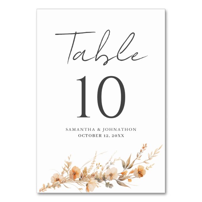 Tarjeta de mesa para el Boda de flor silvestre Pea (Anverso)