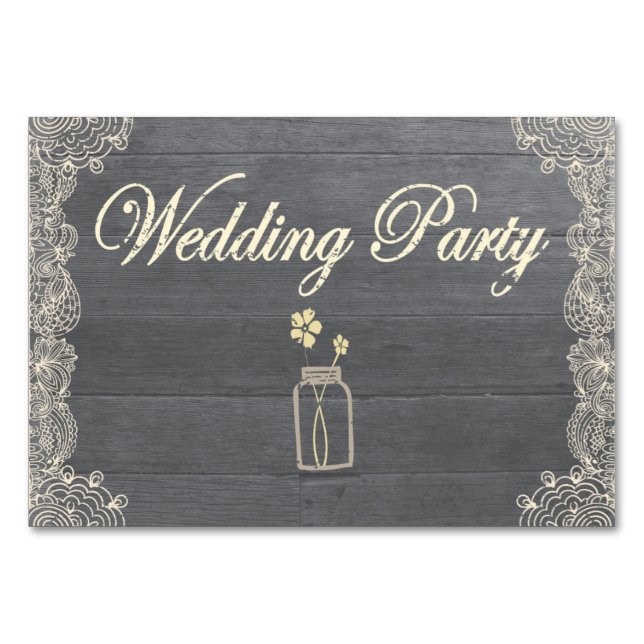 Tarjeta de mesa para fiesta de boda de mason jar y (Anverso)