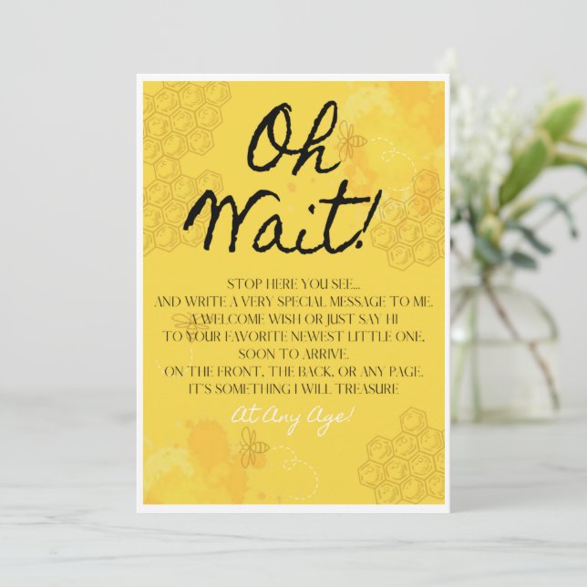Tarjeta de mesa para invitados de libros para bebé (Anverso de pie)
