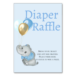 Tarjeta de mesa para sorteo de pañales de Elefante