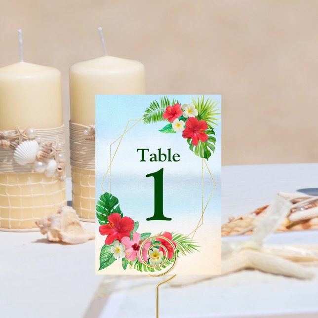 Tarjeta De Mesa Paraíso tropical Boda floral (Subido por el creador)