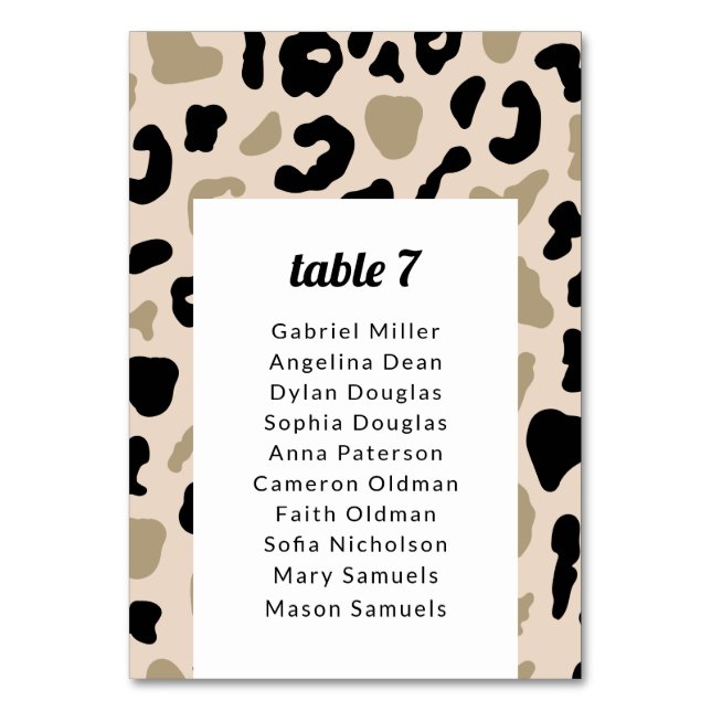 Tarjeta De Mesa Parches negros grises en beige. Tabla N de la gráf (Anverso)