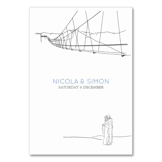 Tarjeta De Mesa Pareja amante del esquí en el amor Cable Coches Mo (Anverso)