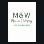 Tarjeta De Mesa Pareja de monograma gris verde moderno romántico f<br><div class="desc">diseño femenino</div>