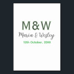 Tarjeta De Mesa Pareja de monograma gris verde moderno romántico f<br><div class="desc">diseño de chica</div>