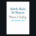 Tarjeta De Mesa Pareja hecha en el cielo azul negro nombre fecha<br><div class="desc">diseño femenino</div>